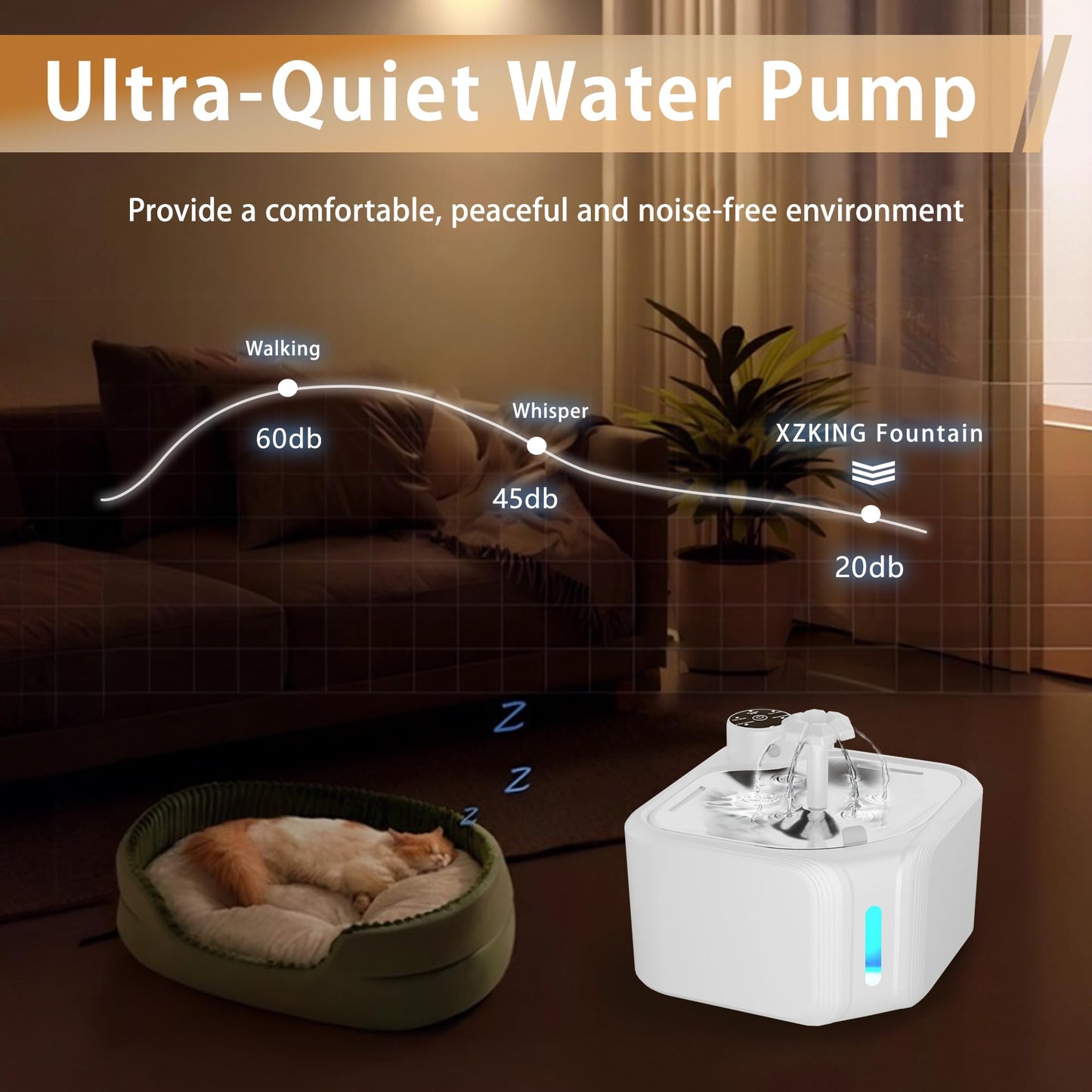 Cat Drinking Fountain - Water Fountain - Dog Drinking Bowl - Automatic Drinking Bowl - Cat Fountain - Dog Fountain - Water Dispenser - Whisper-Quiet - Includes 8 Filters - LED Lighting - Water Bowl - Pet Accessories - 2.8 Liters - White - 1 Piece