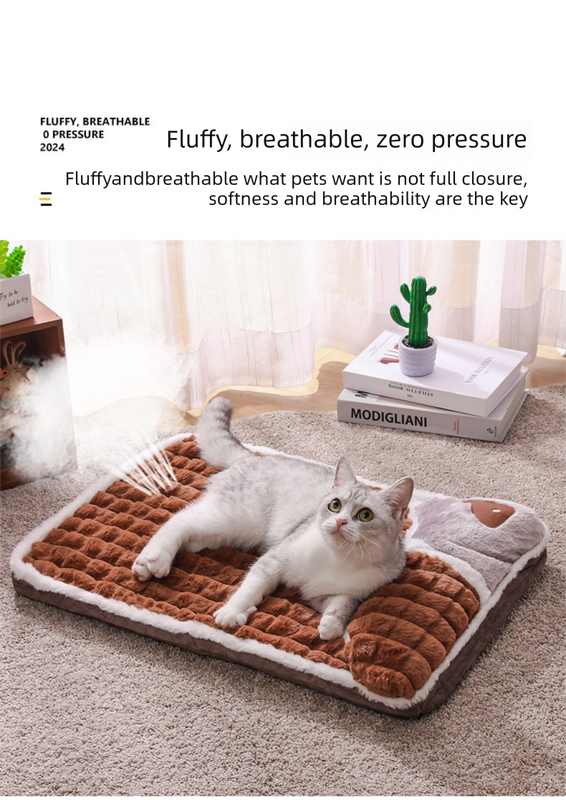 Thickened Pet Sofa Bed XXL Size 100x70cm Coffee Dog Mat with Integrated Pillow Soft Washable Sleeping Pad for Dogs and Cats All Season Comfort